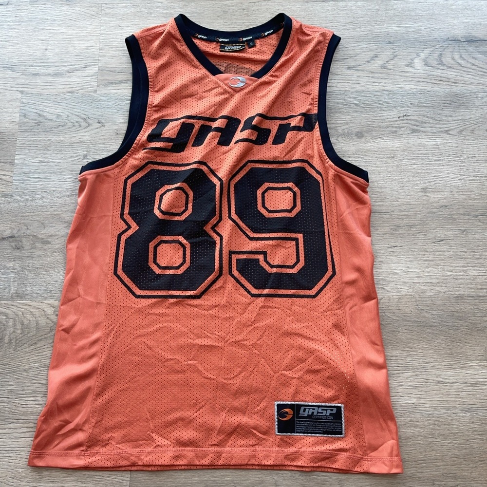 Gasp Tank Top Mens Small Orange Bodybuilding Weightlifting Gym Training Mesh Run